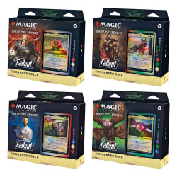 Juego de cartas magic the gathering universes beyond fallout mazos commander 4 barajas inglés