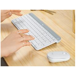 Teclado + mouse logitech mk470 wireless inalambrico blanco