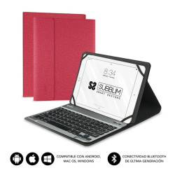 Funda + teclado subblim keytab pro para tablet 10.1pulgadas rojo