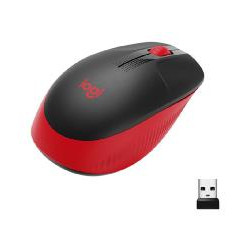 Mouse raton logitech m190 full size optico wireless inalambrico rojo