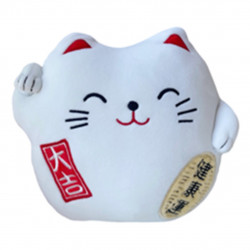 Peluche gato de la suerte lucky cat blanco 20 cm