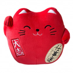 Peluche gato de la suerte lucky cat rojo 20 cm